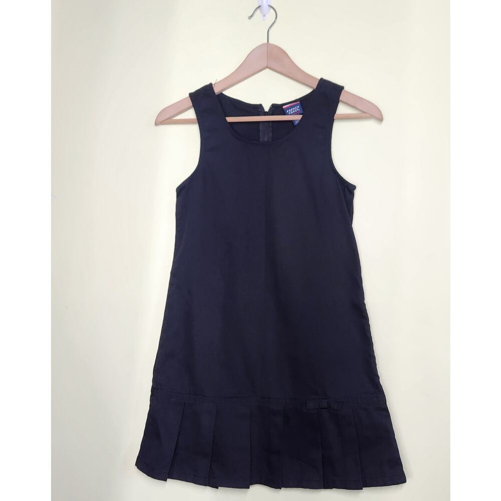 French Toast Girls School Uniform Ribbon Bow Pleated Jumper Dress Size 8 Navy